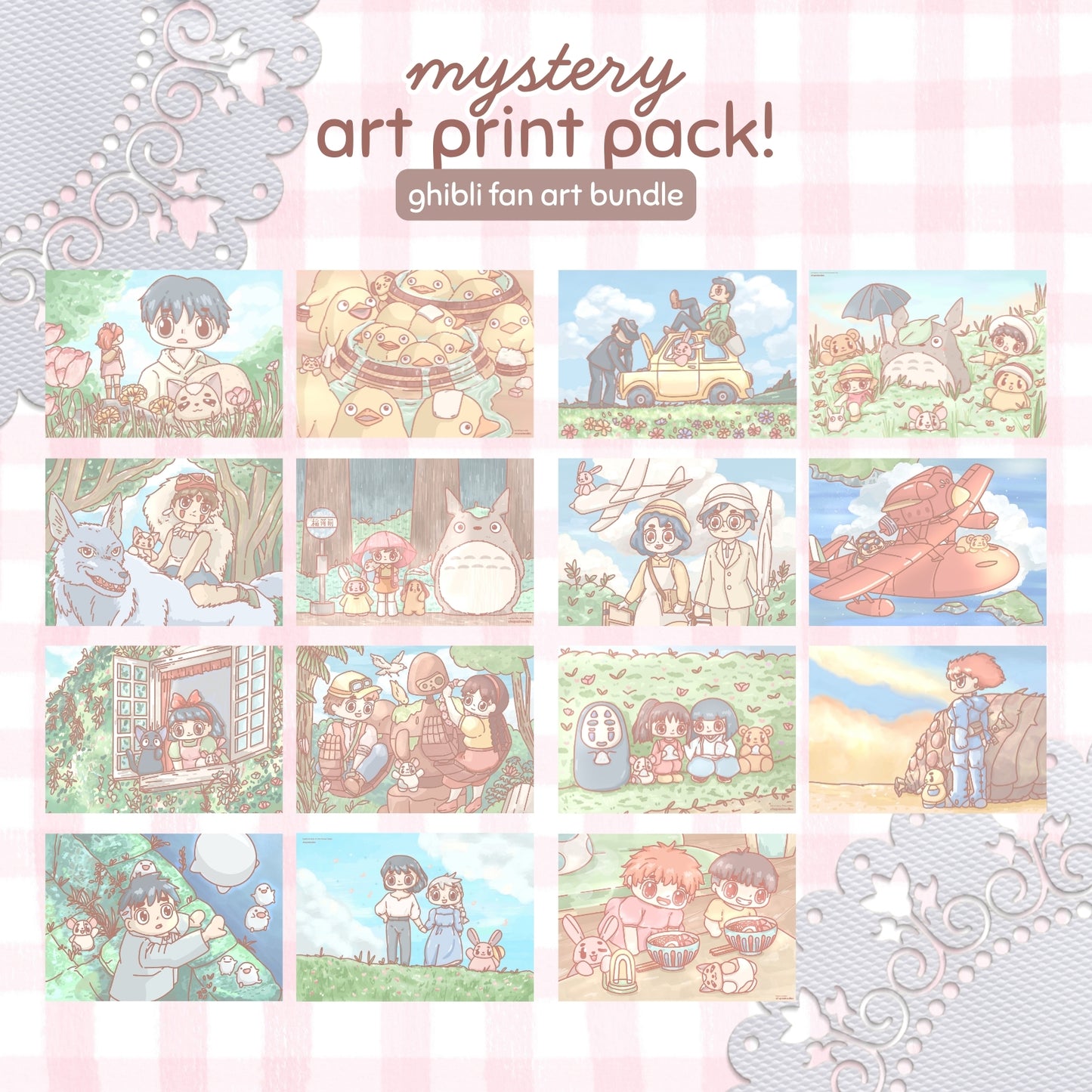 Mystery Art Print Pack - 3 Cute Art Prints