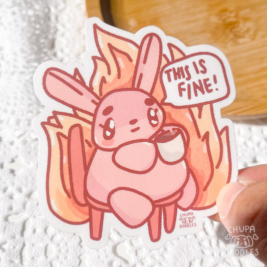 This Is Fine Cute Sticker (Matte Finish)-chupadoodles