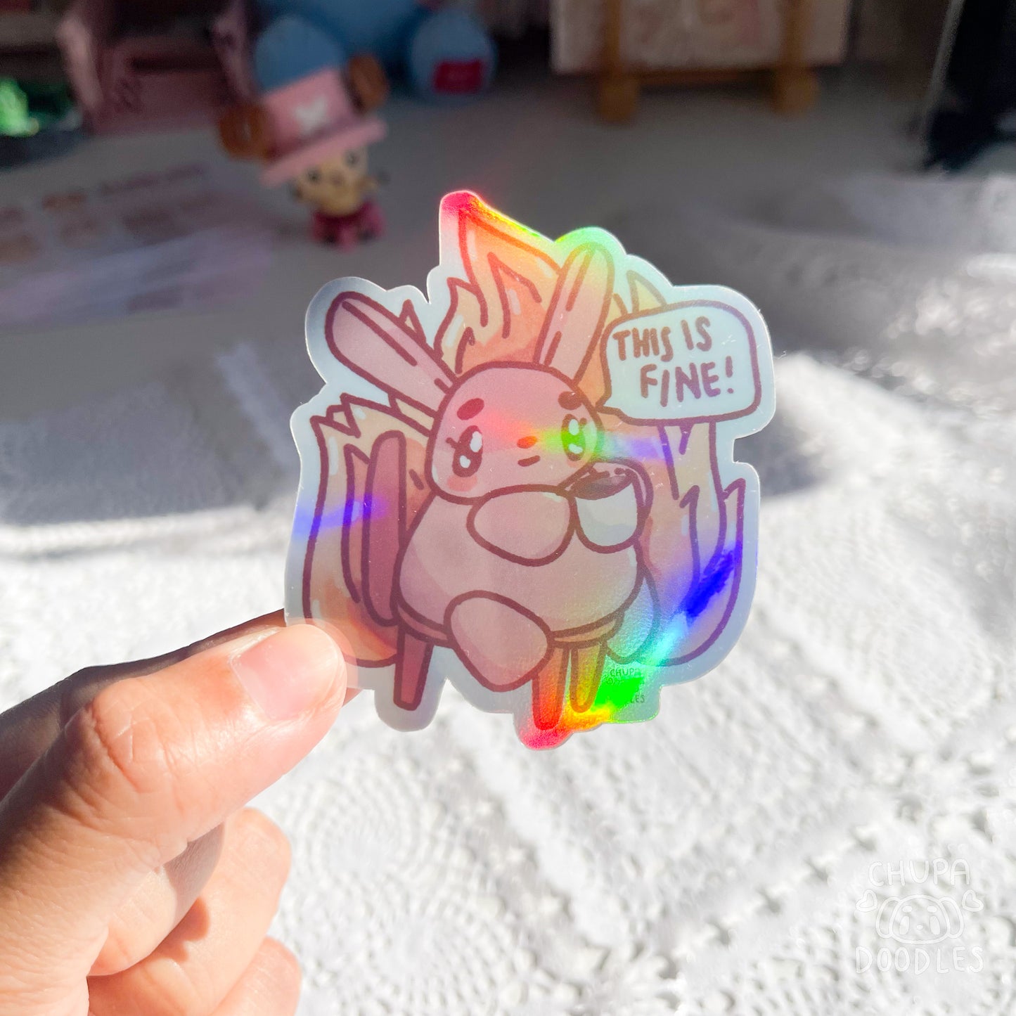 This Is Fine Die Cut Sticker (Full Holo/White Matte)