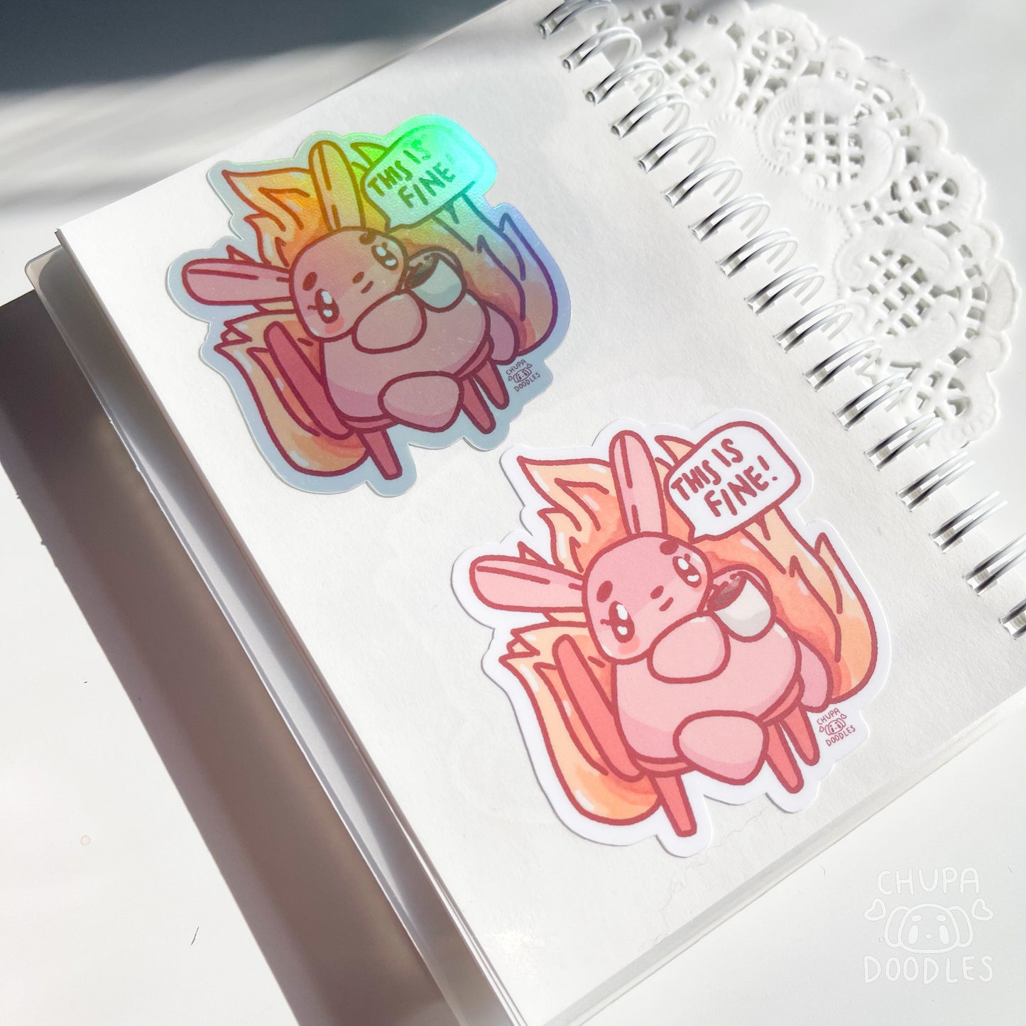 This Is Fine Die Cut Sticker (Full Holo/White Matte)