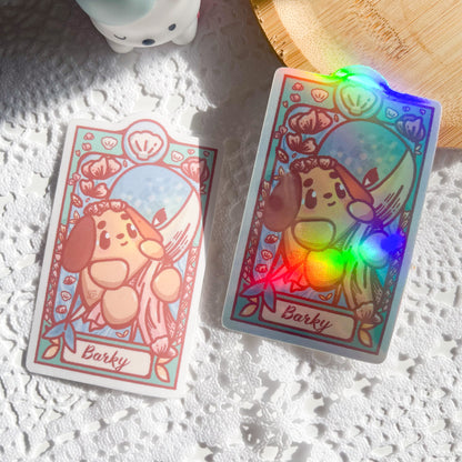 Art Nouveau Barky Sea Die Cut Sticker (Full Holo/White Matte)