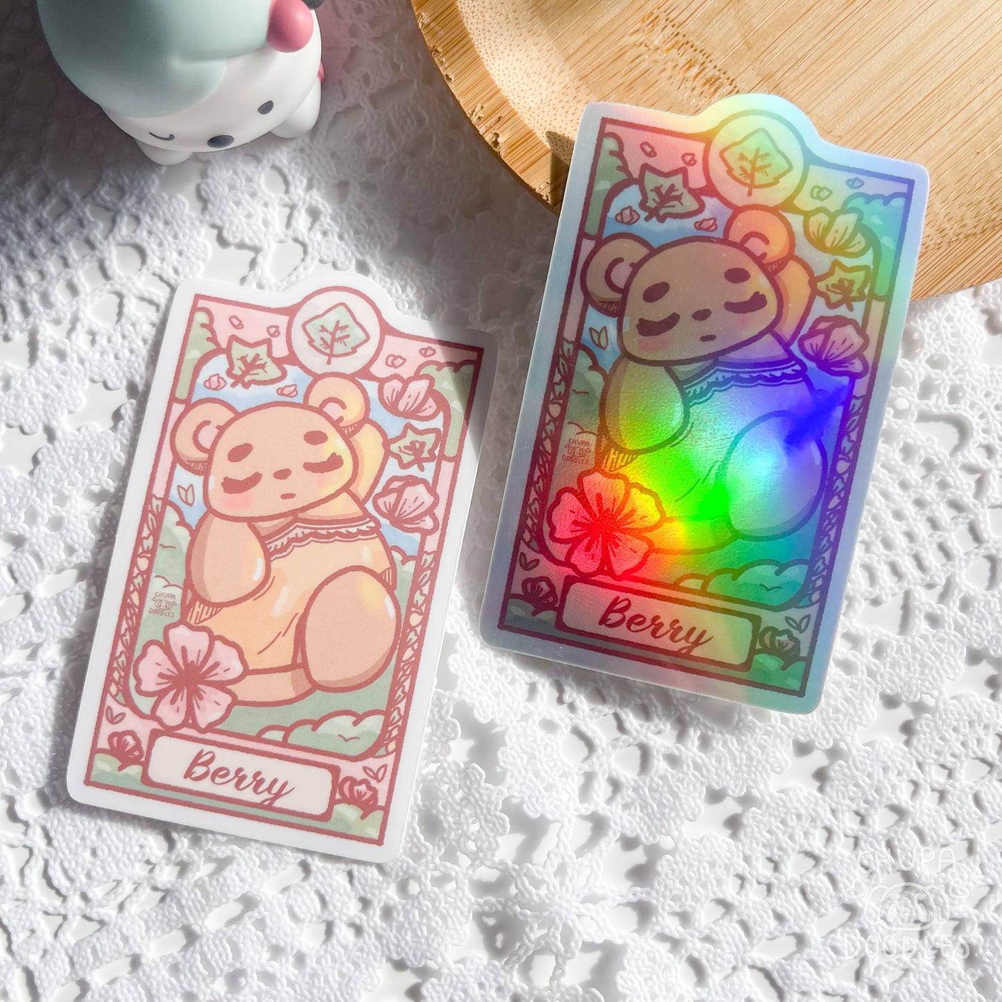 Art Nouveau Berry Forest Die Cut Sticker (Full Holo/White Matte)