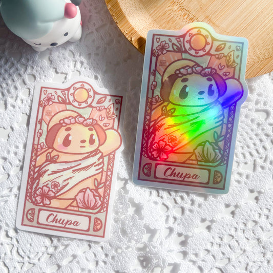 Art Nouveau Chupa Sun Die Cut Sticker (Full Holo/White Matte)