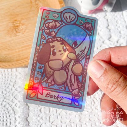 Art Nouveau Barky Sea Die Cut Sticker (Full Holo/White Matte)