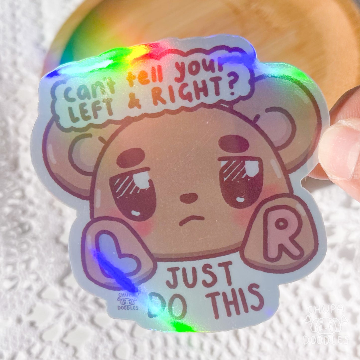 Left & Right Die Cut Sticker (Full Holo/White Matte)