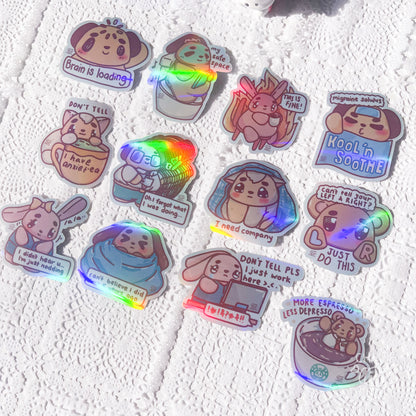 Neurodiversity & Relatable Memes Die Cut Sticker Bundle (Full Holo/White Matte)