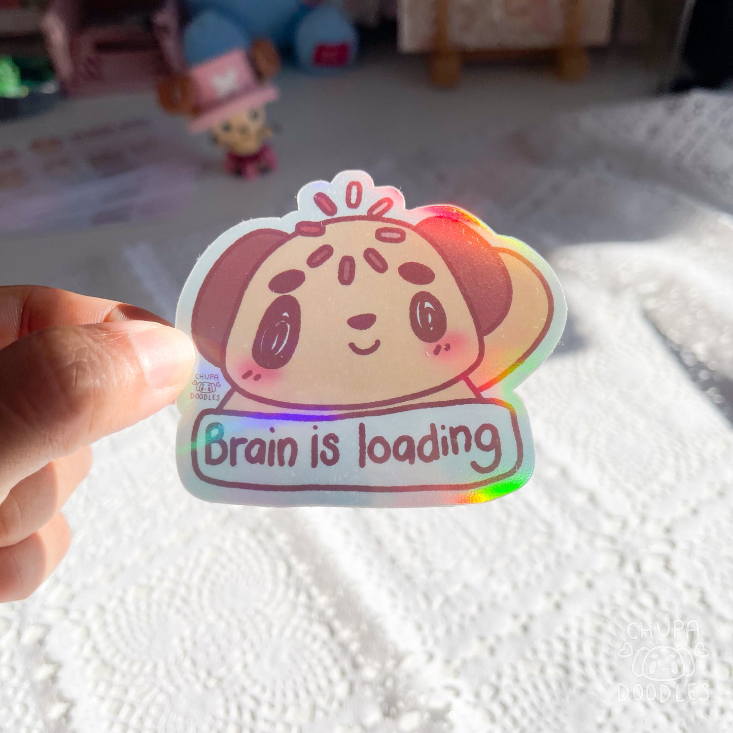 Brain Is Loading Die Cut Sticker (Full Holo/White Matte)