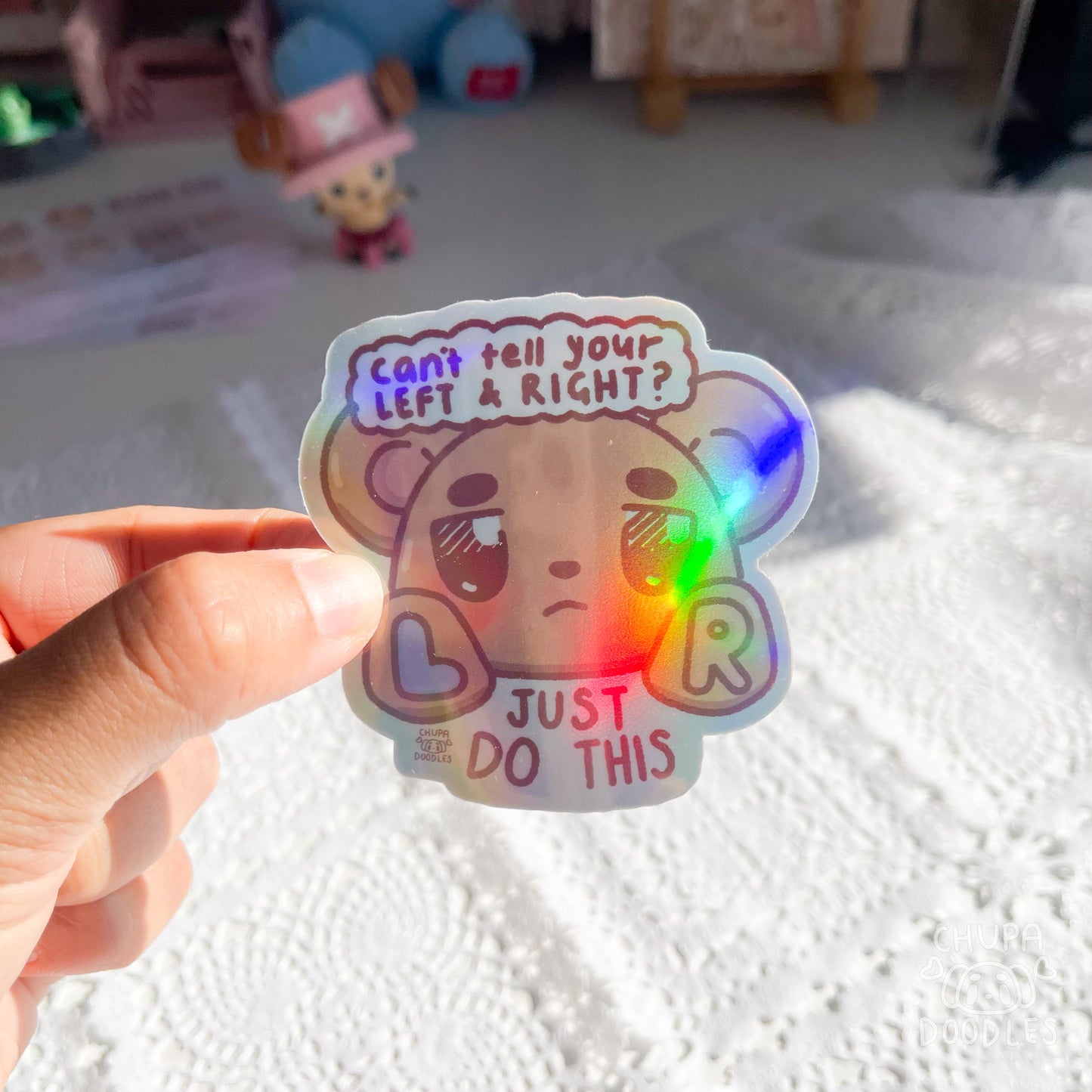 Left & Right Die Cut Sticker (Full Holo/White Matte)