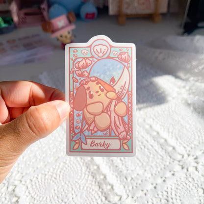 Art Nouveau Barky Sea Die Cut Sticker (Full Holo/White Matte)