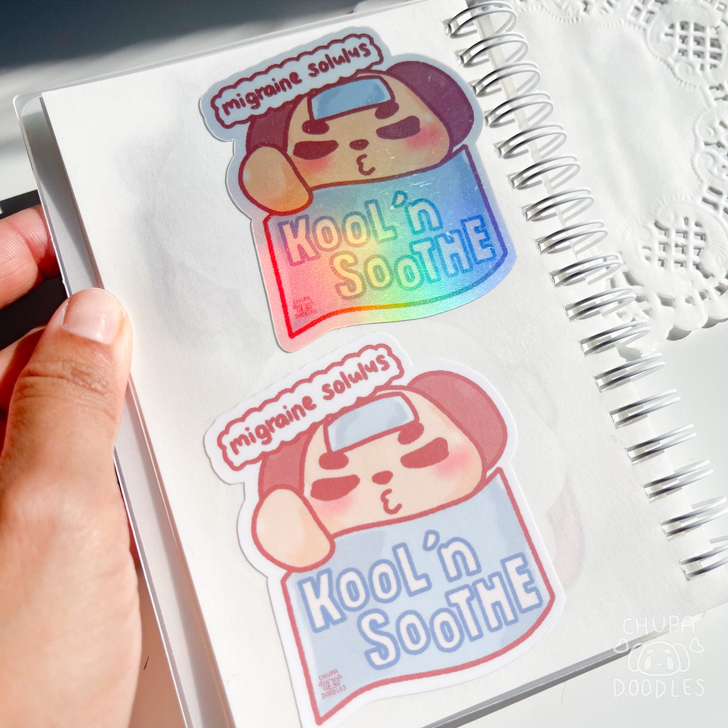 Migraine Solulus Kool Patch Die Cut Sticker (Full Holo/White Matte)