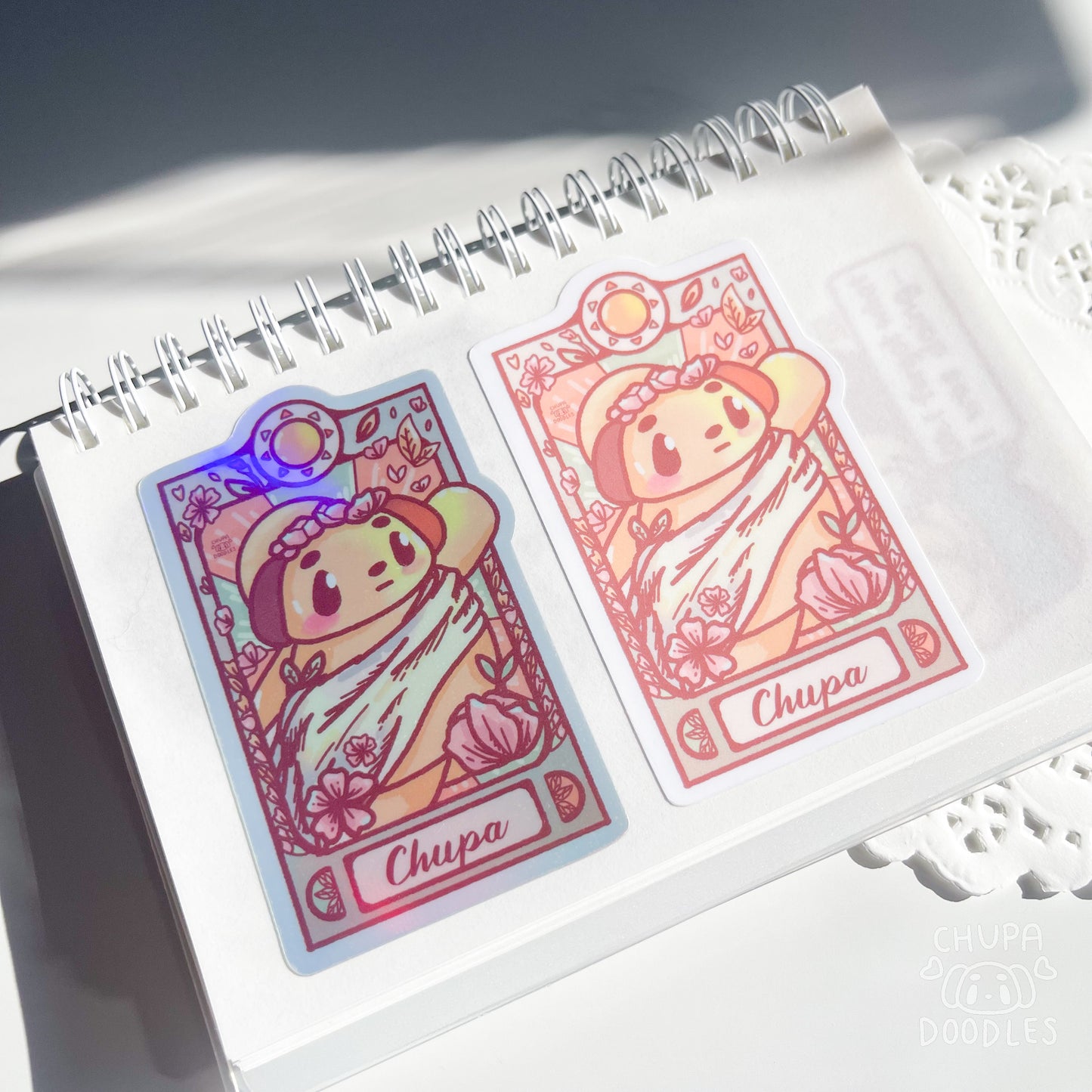 Art Nouveau Chupa Sun Die Cut Sticker (Full Holo/White Matte)