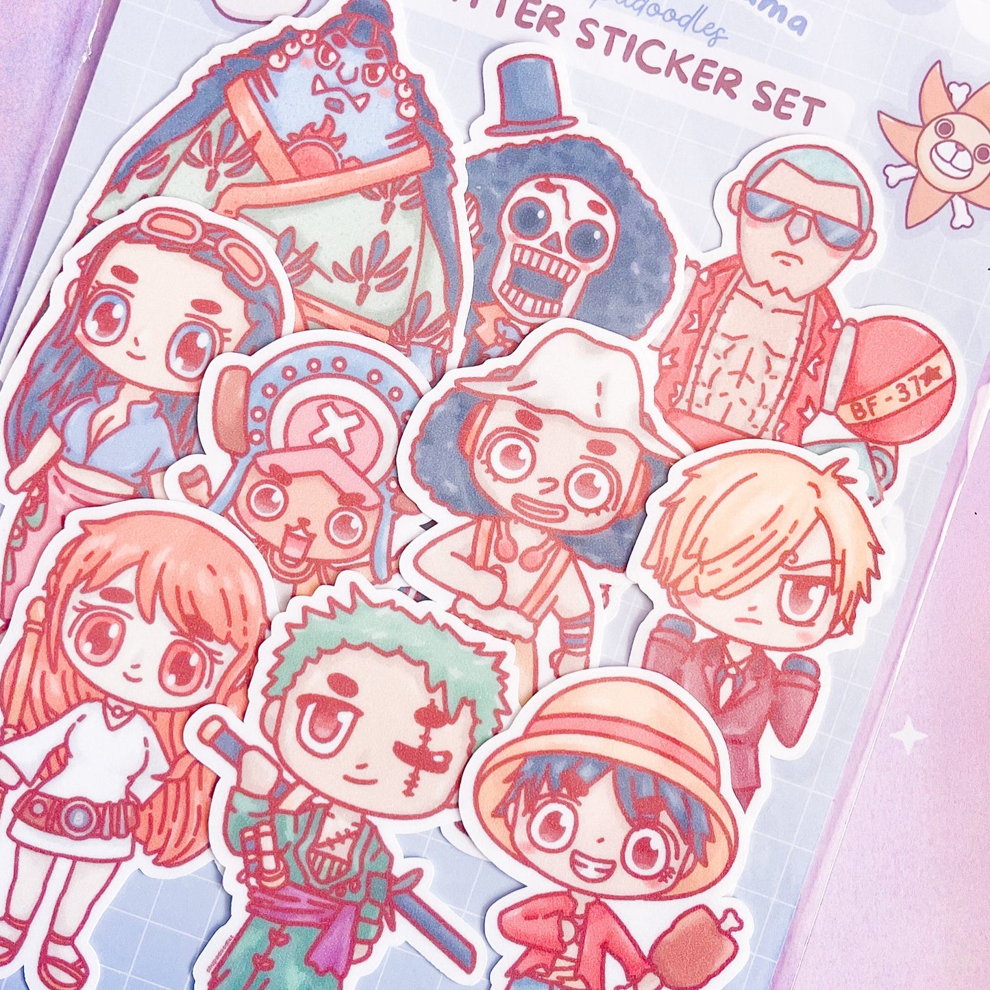 One Piece Crew Die Cut Glitter Sticker Set