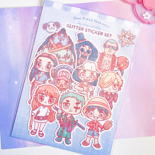 One Piece Crew Die Cut Glitter Sticker Set