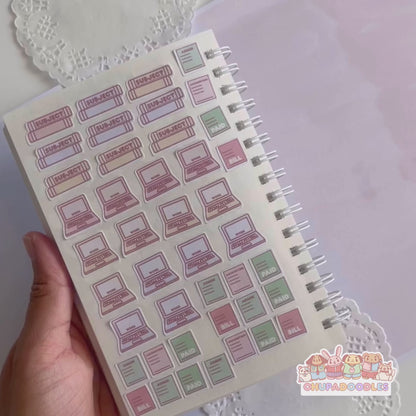 Basic Work Icons Planner Cute Sticker Sheet