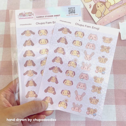 Chupa Fam Emoji Holo Cute Sticker Sheet