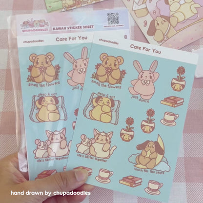 Care For You Cute Sticker Sheet