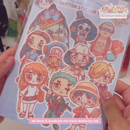 One Piece Crew Die Cut Glitter Sticker Set