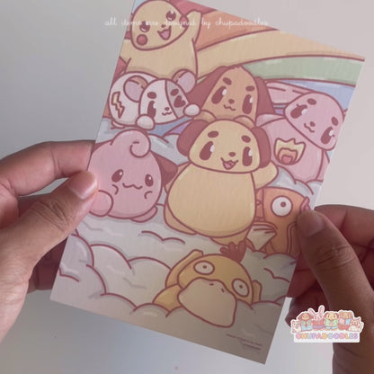 Pokemon & Chupa In The Clouds Postcard