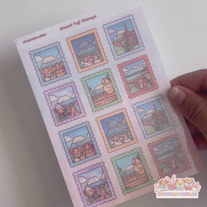 Mount Fuji Stamps Holo Sticker Sheet