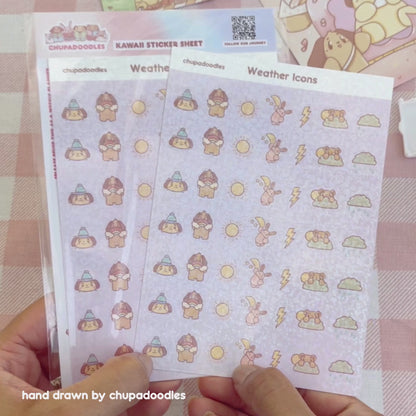 Weather Icons Holo Cute Sticker Sheet