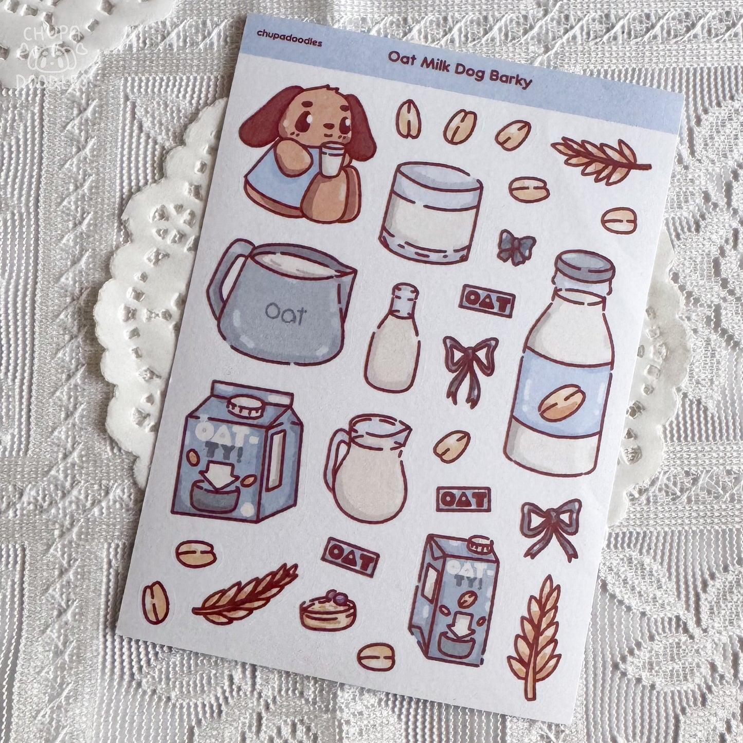 Barky sticker sheet styled on a planner, cute journaling stickers