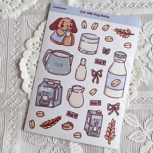 Barky sticker sheet styled on a planner, cute journaling stickers