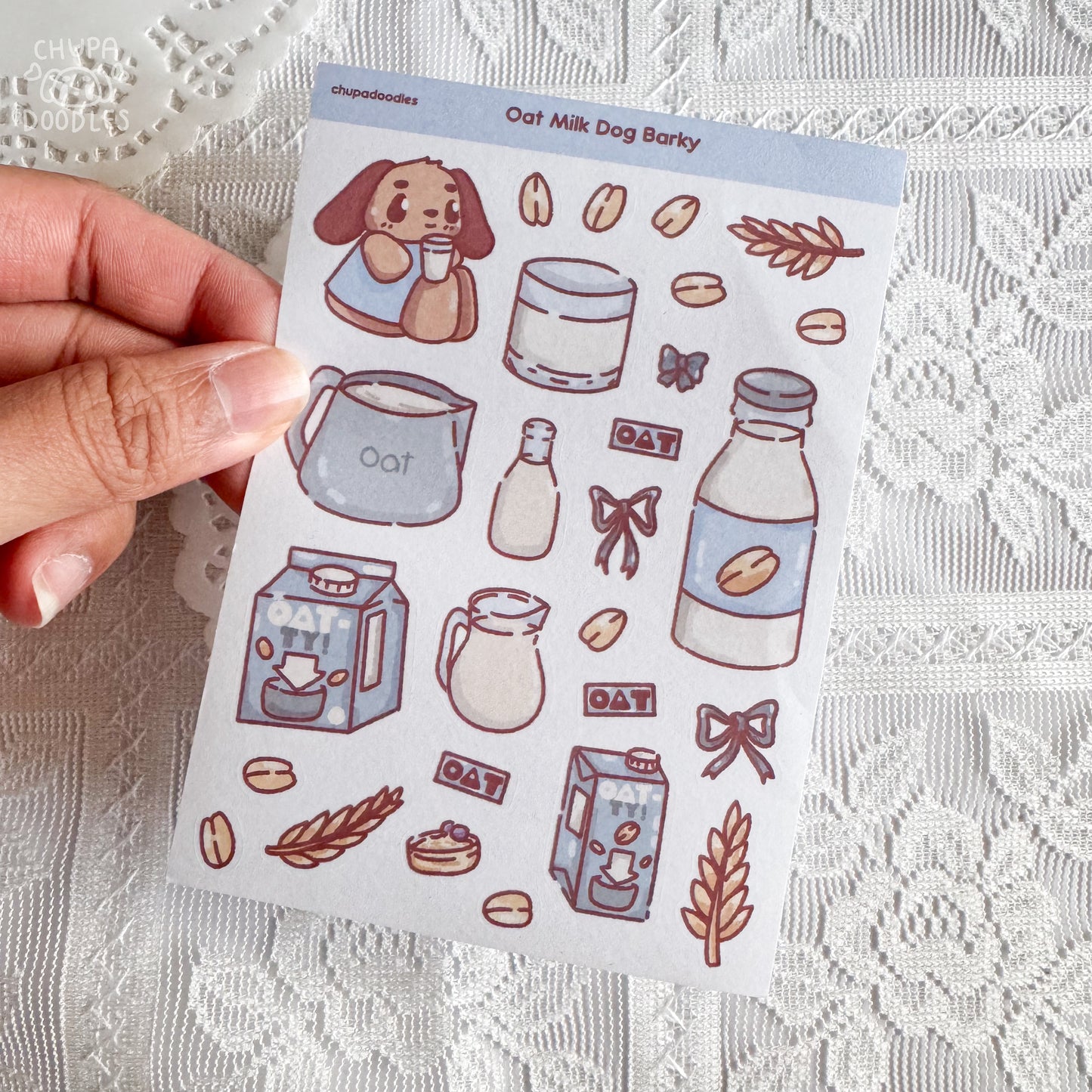 Barky washi stickers with size reference, 8.9 x 12.1 cm sheet