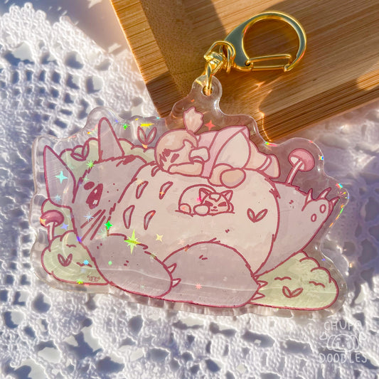 Totoro Sleeping Holo Keychain
