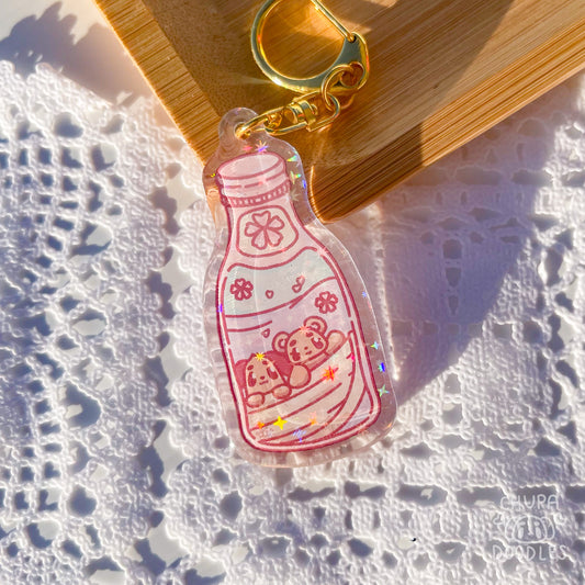 Sakura Ramune Bottle Holo Keychain