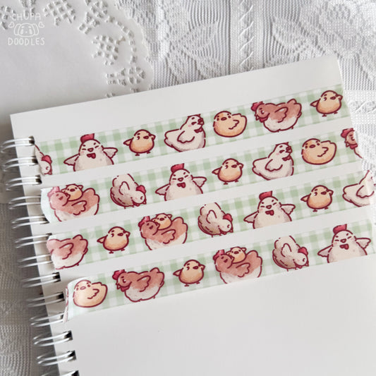 Chunky Chickens washi tape by Chupadoodles, 15 mm journaling tape