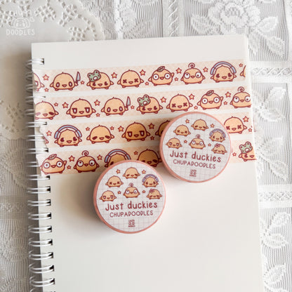 Cute Duckies washi tape by Chupadoodles, 15 mm journaling tape