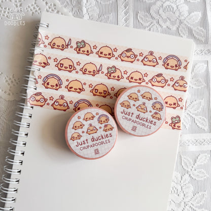 Cute Duckies washi tape close up, kawaii duck stationery