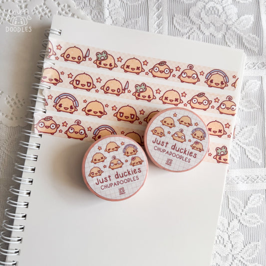 Cute Duckies washi tape close up, kawaii duck stationery