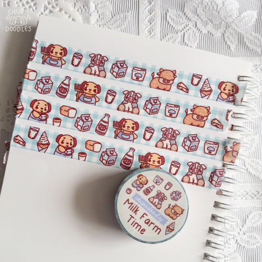 Milk Farm Chupa washi tape by Chupadoodles, 15 mm journaling tape