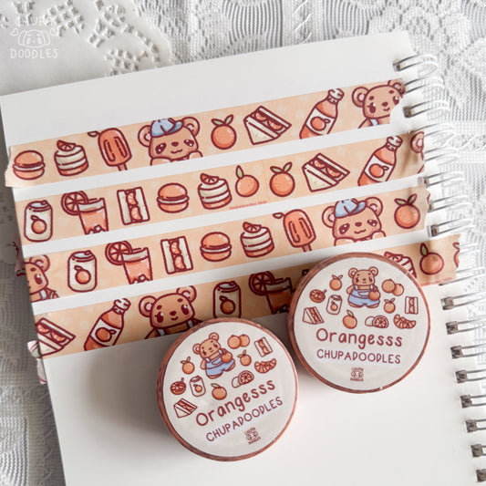Oranges & Berry washi tape by Chupadoodles, 15 mm journaling tape