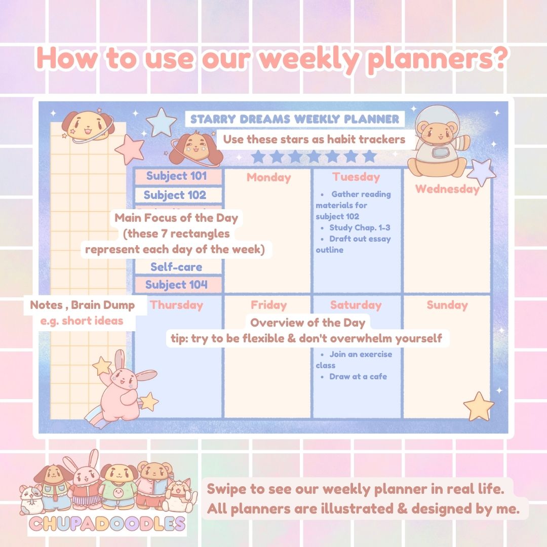 A5 Starry Dreams Weekly Planner Notepad