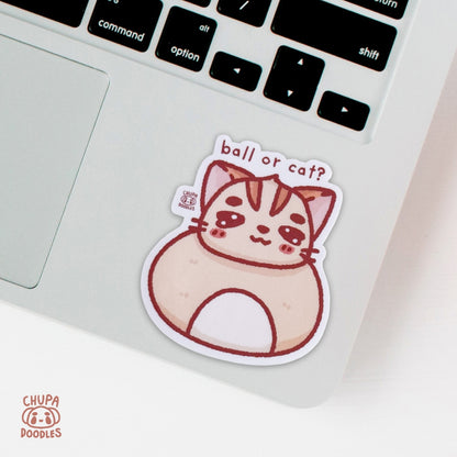 Cat Or Ball Cute Sticker (Matte Finish)-chupadoodles