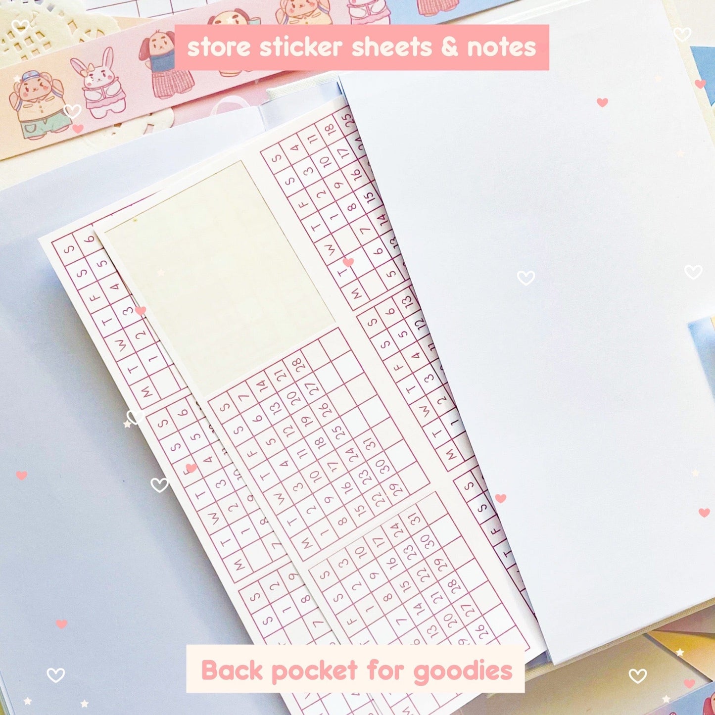 all in one kawaii notebook back pocket