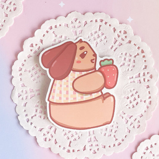 Barky Strawberry Outfit Die Cut Sticker