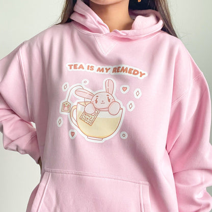 Tea Is My Remedy Pink Hoodie