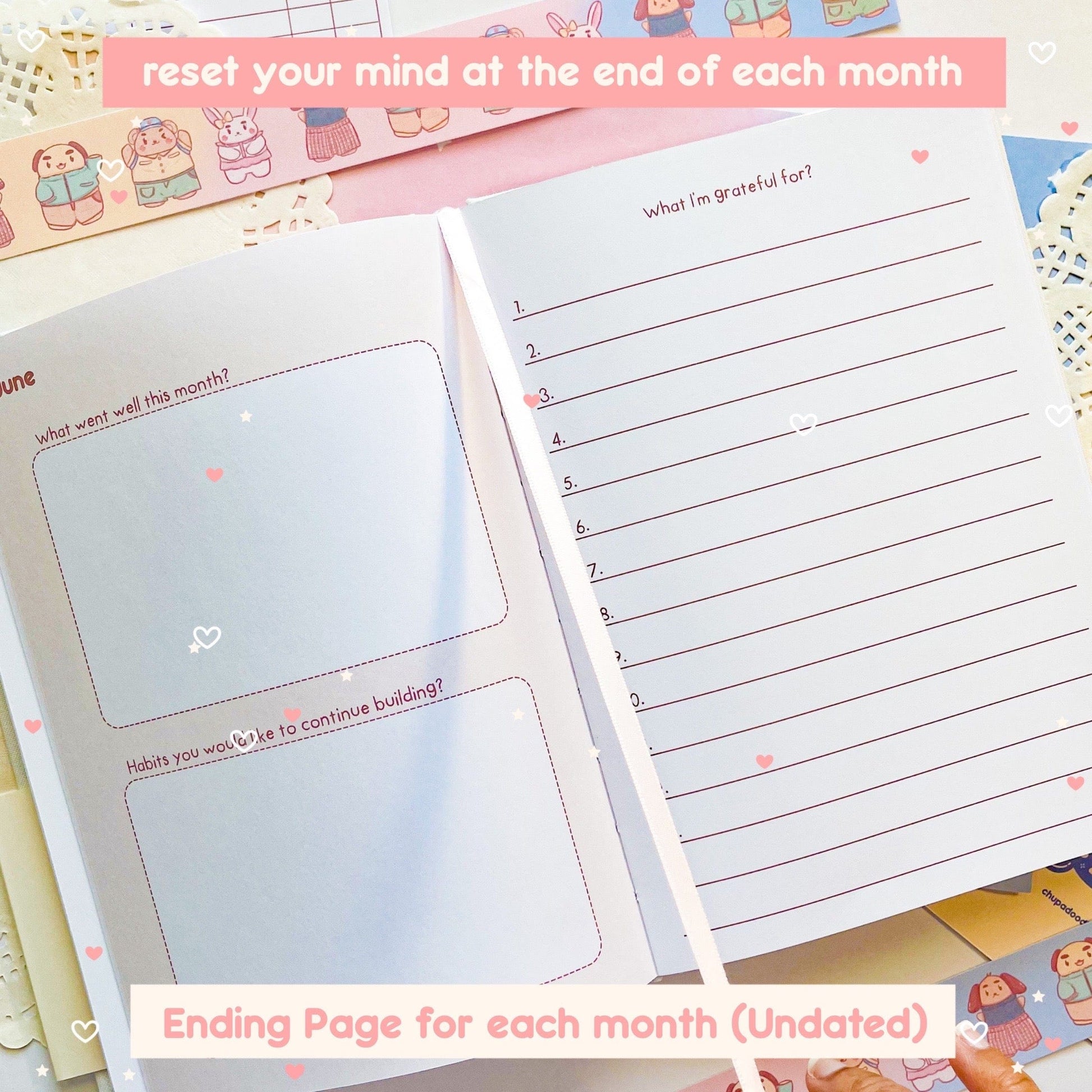 all in one kawaii notebook reflection pages